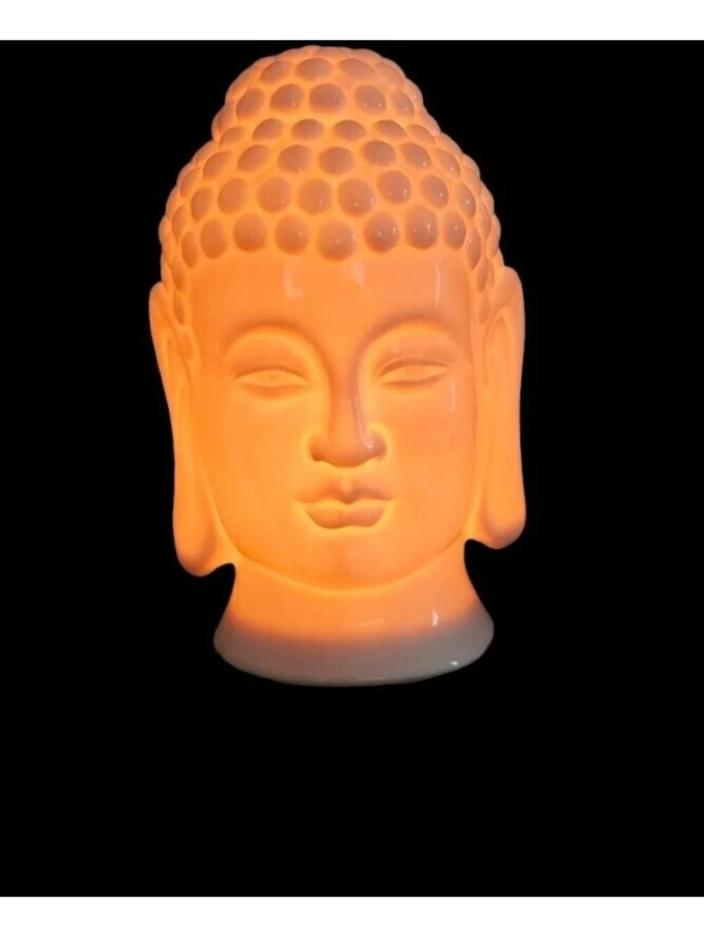 Buddha Head Night Light 7.25” Solid White Ceramic Electric Nightstand Table Lamp